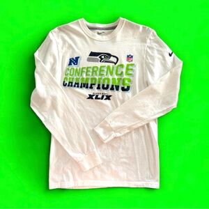 🆕💕NIKE SEAHAWKS Conference Champions Super Bowl XLIX Long Sleeve • White • S & M